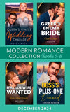 Modern Romance December 2024 Books 5-8: Queen's Winter Wedding Charade (By Royal Arrangement) / Greek's Enemy Bride / Boss's Plus-One Demand / Italian Wife Wanted by Heidi Rice, Caitlin Crews, Louise Fuller and Lela May Wight (9780008944117)